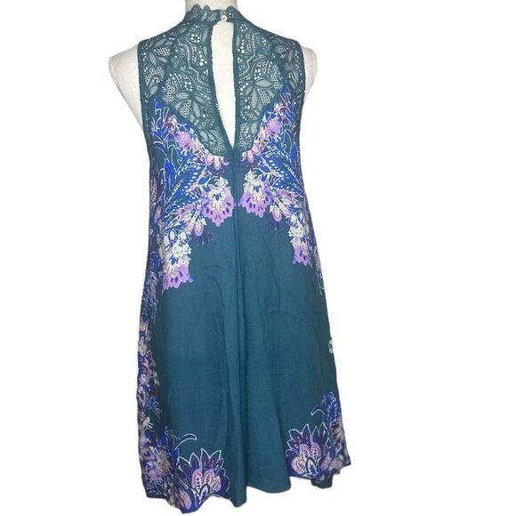 FREE PEOPLE Wm’s Sz Med Green Blue Marsha Print Slip Dress - Picture 4 of 6